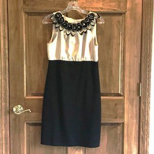 TIANA B. BLACK AND GOLD SPECIAL OCCASION SLEEVELESS  DRESS IN SIZE 8